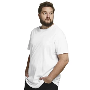 Duża męska koszulka z krótkim rękawem t-shirt gładki Jack & Jones 12184933 biały (4XL) | 4XL