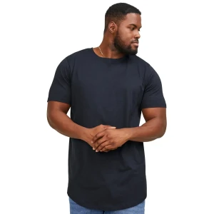 Duża męska koszulka z krótkim rękawem t-shirt gładki Jack & Jones 12184933 granatowy (3XL) | 3XL