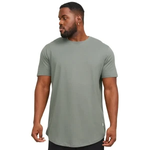 Duża męska koszulka z krótkim rękawem t-shirt gładki Jack & Jones 12184933 szarozielony (3XL) | 3XL