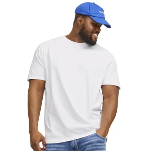 Duża męska koszulka z krótkim rękawem t-shirt gładki Jack & Jones 12250623 biała (4XL) | 4XL