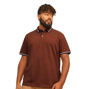 Duża męska polówka koszulka z kołnierzykiem Jack & Jones 12143859 brązowa (4XL) | 4XL