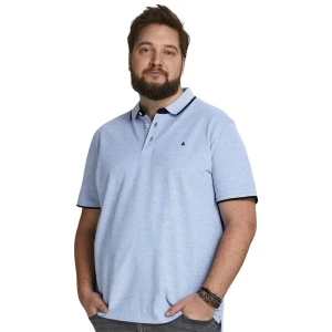 Duża męska polówka koszulka z kołnierzykiem Jack & Jones 12143859 błękitna z czarną wstawką (6XL) | 6XL