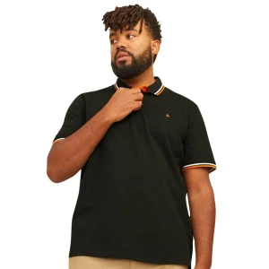 Duża męska polówka koszulka z kołnierzykiem Jack & Jones 12143859 khaki z pomrańczowymi wstawkami (4XL) | 4XL