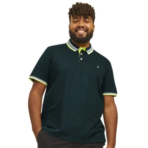 Duża męska polówka koszulka z kołnierzykiem Jack & Jones 12143859 morska z neonowymi wstawkami (8XL) | 8XL