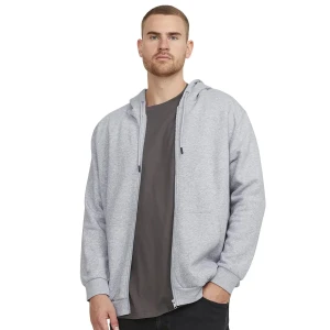 Duża męska bluza rozpinana z kapturem gładka Jack & Jones 12250596 jasnoszara (4XL) | 4XL