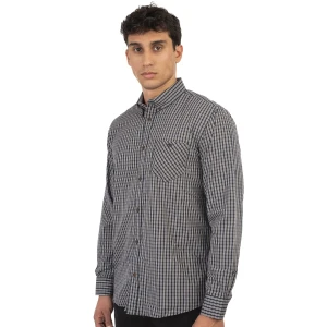 Duża męska koszula w kratę długi rękaw Double Urban Outfitters GS-5022 CC52 granatowo-beżowa (4XL) | 4XL