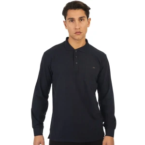 Duża męska koszulka polo z długim rękawem Double Urban Outfitters PS-3031LS granatowa (6XL) | 6XL