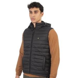 Duży męski bezrękawnik kamizelka z kapturem Double Urban Outfitters SMJK-2001 czarna (9XL) | 9XL