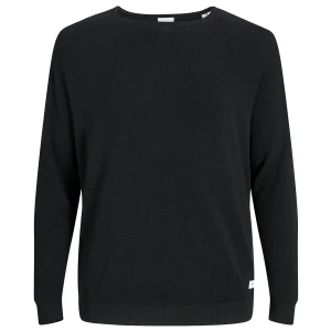 Duży męski sweter gładki wkładany przez głowę Jack & Jones 12163781 czarny (7XL) | 7XL