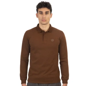 Duża męska koszulka polo z długim rękawem Double Urban Outfitters PS-3003 brązowa (5XL) | 5XL
