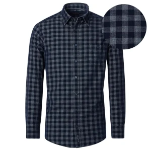 Duża męska koszula w kratę długi rękaw Casa Moda 444364000-100 granatowa (5XL) | 5XL