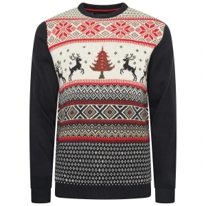 Duży męski sweter świąteczny wkładany przez głowę Kam X031 granatowy (3XL) | 3XL