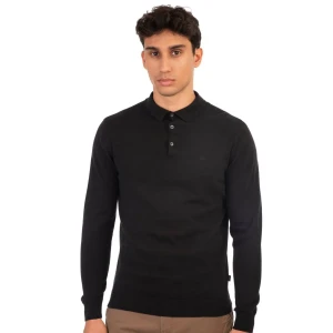 Duża męska bluzka sweterkowa z długim rękawem Double Knit-8002 czarna (7XL) | 7XL
