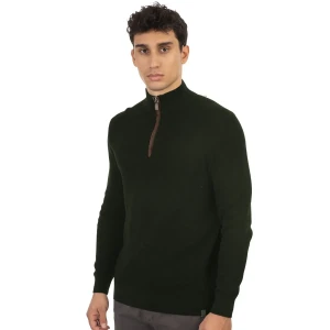Duży męski rozpinany sweter ze stójką Double Urban Outfitters Knit-8014 ciemnozielony (4XL) | 4XL