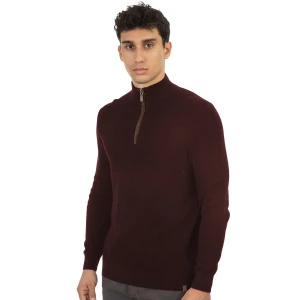 Duży męski rozpinany sweter ze stójką Double Urban Outfitters Knit-8014 bordowy (4XL) | 4XL