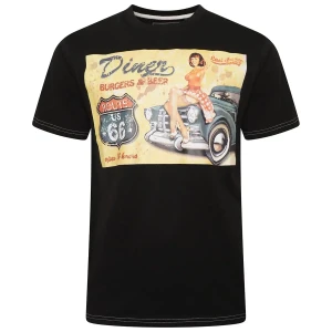 Duża męska koszulka t-shirt z nadrukiem Kam 5751 czarny (3XL) | 3XL