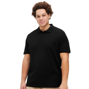 Duża męska polówka koszulka z kołnierzykiem Jack & Jones 12274980 czarna (8XL) | 8XL