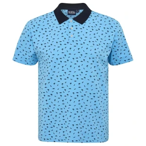 Duża męska koszulka polo wzorzysta North Latitude 51119-0530 turkusowa (6XL) | 6XL