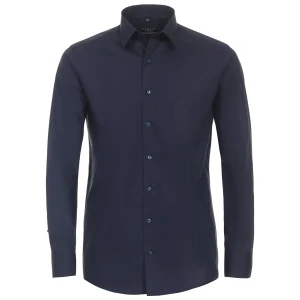 Duża męska gładka elegancka koszula z długim rękawem Redmond 140100-19 granatowa (5XL) | 5XL