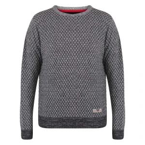 Duży męski sweter o ciekawym splocie wkładany przez głowę Duke D555 Melford grafitowy (3XL) | 3XL
