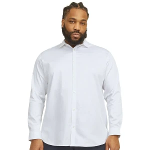 Duża koszula męska gładka z długim rękawem Jack & Jones 12264030 biała (4XL) | 4XL