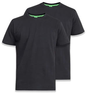 Duża gładka koszulka męska t-shirt 2 sztuki Duke D555 Fenton czarny-czarny (7XL) | 7XL