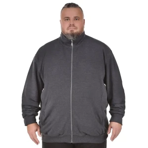 Duża męska cienka bluza rozpinana ze stójką Dark Side ciemnoszara (4XL) | 4XL