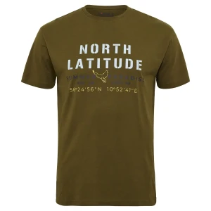 Duży męski t-shirt z napisami koszulka z krótkim rękawem North Latitude 51126-0670 khaki (9XL) | 9XL