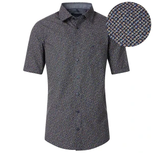 Duża męska wzorzysta koszula krótki rękaw Casa Moda 954424600-451 czarna (6XL) | 6XL