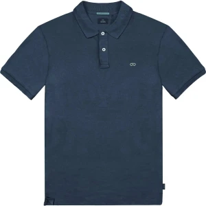 Duża męska koszulka polo gładka Double PS-3032 ciemnoniebieska (8XL) | 8XL