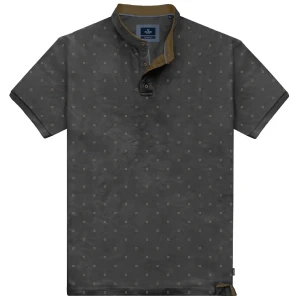 Duża męska koszulka ze stójką polówka delikatny wzór Double Urban Outfitters PS-3048 ciemnoszara (8XL) | 8XL