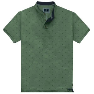 Duża męska koszulka ze stójką polówka delikatny wzór Double Urban Outfitters PS-3048 zielona (5XL) | 5XL