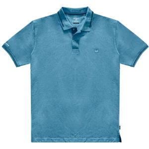 Duża męska koszulka polo gładka ozdobny kołnierzyk Double PS-3037 niebieska (6XL) | 6XL