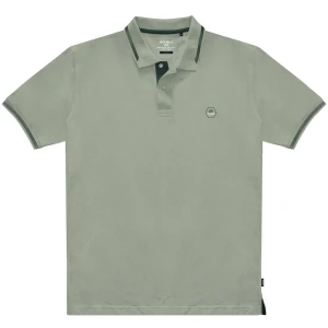 Duża męska koszulka polo gładka ozdobny kołnierzyk Double PS-3037 jasnozielona (4XL) | 4XL