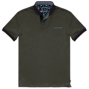 Duża męska koszulka ze stójką polówka Double Urban Outfitters PS-3047 khaki (6XL) | 6XL