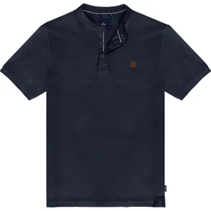 Duża męska koszulka polo na stójce gładka Double PS-3046 granatowa (5XL) | 5XL