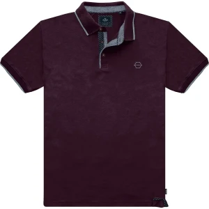 Duża męska koszulka polo gładka ozdobny kołnierzyk Double PS-3045 śliwkowa (5XL) | 5XL