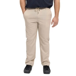 Duże męskie spodnie chinosy z prostą nogawką i gumką w pasie North Latitude  51143-0730 beżowe (4XL) | 4XL