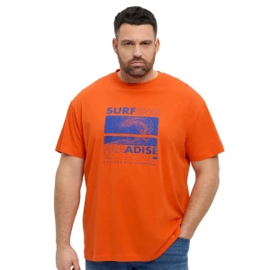 Duży męski t-shirt z wakacyjnym nadrukiem koszulka z krótkim rękawem North Latitude 51322-0200 pomarańczowa (10XL) | 10XL