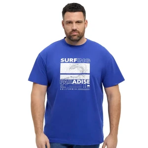 Duży męski t-shirt z wakacyjnym nadrukiem koszulka z krótkim rękawem North Latitude 51322-0570 niebieska (3XL) | 3XL