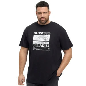 Duży męski t-shirt z wakacyjnym nadrukiem koszulka z krótkim rękawem North Latitude 51322-0099 czarna (6XL) | 6XL