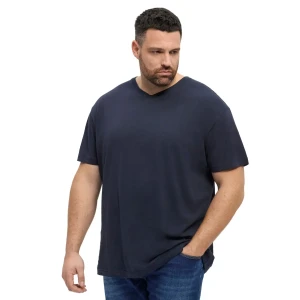 Duży męski T-shirt gładka koszulka z dekoltem w serek North Latitude 51328-0581 granatowa (9XL) | 9XL