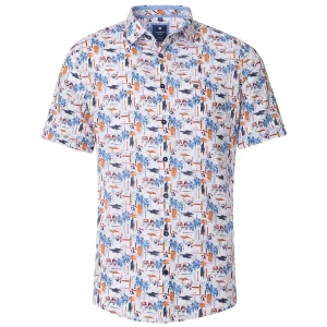 Duża męska koszula wzorzysta krótki rękaw Redmond 251095999-210 biała (2XL) | 2XL