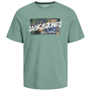 Duża męska koszulka T-shirt z nadrukiem i napisem Jack & Jones 12275757 zielony (6XL) | 6XL