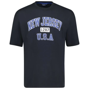 Duży męski t-shirt koszulka z napisami Adamo 131501-360 granatowa (5XL) | 5XL