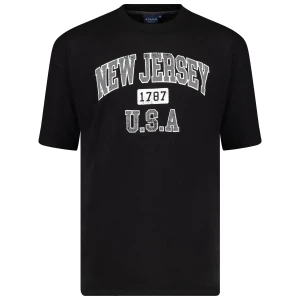 Duży męski t-shirt koszulka z napisami Adamo 131501-700 czarna (5XL) | 5XL