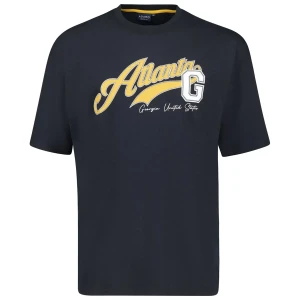 Duży męski t-shirt z napisami koszulka z krótkim rękawem Adamo 131503-360 granatowa (3XL) | 3XL