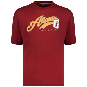 Duży męski t-shirt z napisami koszulka z krótkim rękawem Adamo 131503-590 bordowa (3XL) | 3XL
