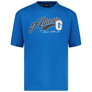 Duży męski t-shirt z napisami koszulka z krótkim rękawem Adamo 131503-385 niebieska (5XL) | 5XL
