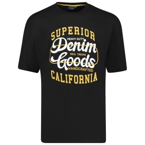 Duży męski t-shirt z napisami koszulka z krótkim rękawem Adamo 131504-700 czarna (4XL) | 4XL